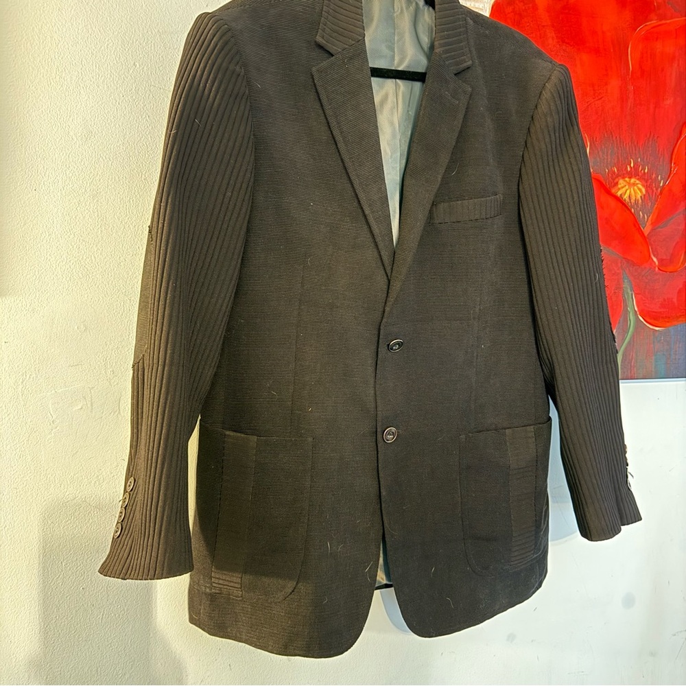 INSERCH Limited edition Blazer Style ITALY Black corduroy look Patch Elbows Sz S